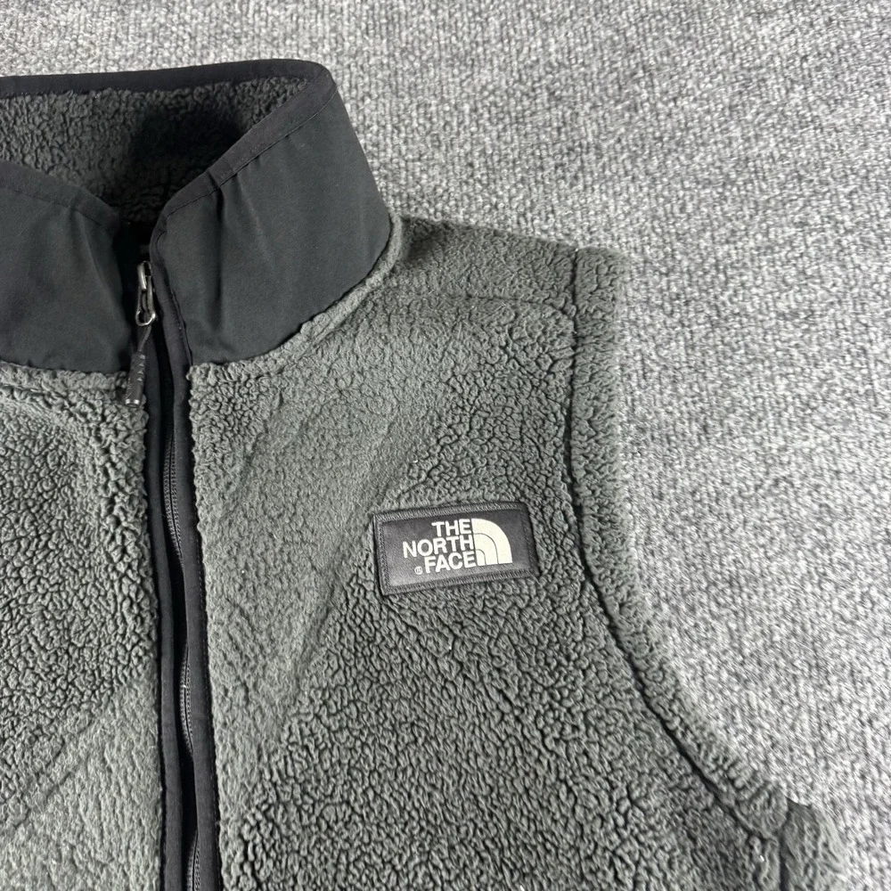 The North Face Vest Mens S Gray Fleece Full Zip Pockets Sherpa Outdoor